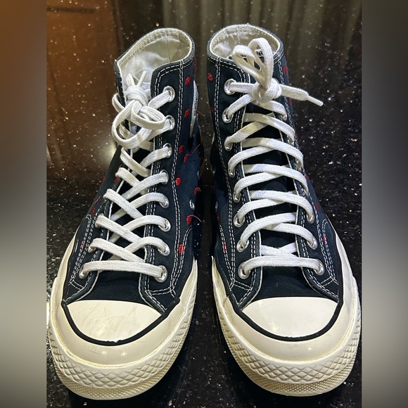 Supreme x Comme des Garçons Converse Black Kiss Print High Tops Size 9 - Picture 5 of 8